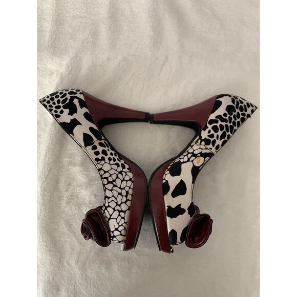 🔥 Steve Madden Girl Women's Shoes Size 7 Animal Print Pumps Peep-toe Bow - Picture 5 of 7